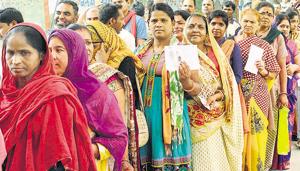 Votera queue up outside a polling booth in Bhopal on May 12, the sixth phase in the seven-phase Lok Sabha elections 2019(ANI file photo) Votera queue up outside a polling booth in Bhopal on May 12, the sixth phase in the seven-phase Lok Sabha elections 2019(ANI file photo)