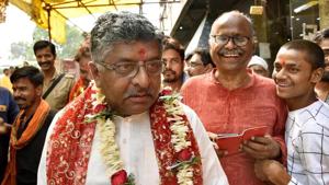 Union Minister and BJP candidate from Patna Sahib Lok Sabha constituency Ravishankar Prasad.(HT file photo)