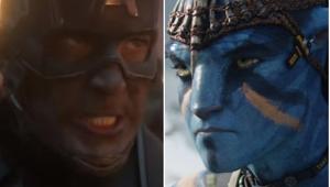 Chris Evans as Captain America in a still from Avengers Endgame, and Sam Worthington as Jake Sully in Avatar. Chris Evans as Captain America in a still from Avengers Endgame, and Sam Worthington as Jake Sully in Avatar.