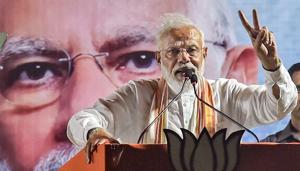 Prime Minister Narendra Modi addresses an election campaign rally in support of BJP candidate Nilanjan Roy for Diamond Harbour constituency seat, in South 24 Parganas districts of West Bengal, Wednesday, May15, 2019.(PTI)