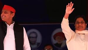 Addressing a joint rally with Samajwadi Party president Akhilesh Yadav in support of Rai in Mau.(ANI Photo)