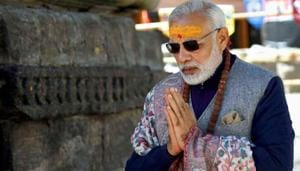 Modi will begin his two-day visit by offering prayers at the altar of Kedarnath temple on May 18.(PTI photo) Modi will begin his two-day visit by offering prayers at the altar of Kedarnath temple on May 18.(PTI photo)
