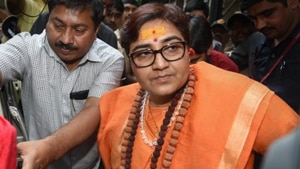 Singh, the BJP candidate from Bhopal, while speaking to the media after a roadshow in Agar-Malwa near Bhopal on Thursday, said, “Nathuram Godse was a ‘deshbhakt’, is a deshbhakt and will remain a deshbhakt.(HT photo) Singh, the BJP candidate from Bhopal, while speaking to the media after a roadshow in Agar-Malwa near Bhopal on Thursday, said, “Nathuram Godse was a ‘deshbhakt’, is a deshbhakt and will remain a deshbhakt.(HT photo)