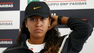 Japan's Naomi Osaka during a press conference after withdrawing from her quarter final match against Kiki Bertens of Netherlands due to injury(REUTERS) Japan's Naomi Osaka during a press conference after withdrawing from her quarter final match against Kiki Bertens of Netherlands due to injury(REUTERS)
