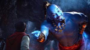 Will Smith plays the Genie in Aladdin. Will Smith plays the Genie in Aladdin.