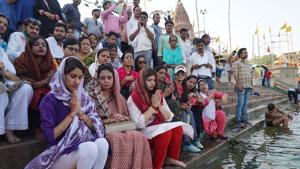 Congress MLA Aditi Singh (left) performing Ganga Pujan at Dashashwamedh Ghat in Varanasi on Friday.(HT File) Congress MLA Aditi Singh (left) performing Ganga Pujan at Dashashwamedh Ghat in Varanasi on Friday.(HT File)