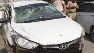 The incident took place on Wednesday around 10.30pm when a car allegedly crashed into Juber, who was walking with a group of his colleagues(Yogendra Kumar/HT PHOTO) The incident took place on Wednesday around 10.30pm when a car allegedly crashed into Juber, who was walking with a group of his colleagues(Yogendra Kumar/HT PHOTO)