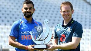 File image of India skipper Virat Kohli and England captain Eoin Morgan.(Getty Images) File image of India skipper Virat Kohli and England captain Eoin Morgan.(Getty Images)