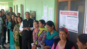 Both Tashigang and Ka polling stations fall under the Mandi parliamentary seat where the highest number of 17 candidates are in the fray.(HT Photo) Both Tashigang and Ka polling stations fall under the Mandi parliamentary seat where the highest number of 17 candidates are in the fray.(HT Photo)