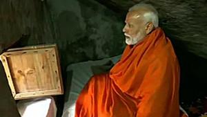 rime Minister Narendra Modi meditates at a cave near Kadarnath Shrine during his visits at Kedarnath Temple on Saturday.(ANI)