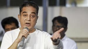Caught in a row for saying that Nathuram Godse, who shot dead Gandhi, was a Hindu and that he was free India’s first extremist, Haasan said he cannot accept a villain as a hero.(PTI FILE)