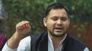 New Delhi: Rashtriya Janata Dal (RJD) leader Tejashwi Yadav addresses a press conference, in New Delhi, Tuesday, Feb. 19, 2019. (PTI Photo/Atul Yadav)(PTI2_19_2019_000095B)(PTI) New Delhi: Rashtriya Janata Dal (RJD) leader Tejashwi Yadav addresses a press conference, in New Delhi, Tuesday, Feb. 19, 2019. (PTI Photo/Atul Yadav)(PTI2_19_2019_000095B)(PTI)