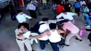 The attack was captured on the railway station’s CCTV camera(HT Photo) The attack was captured on the railway station’s CCTV camera(HT Photo)