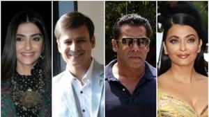 From L: Actors Sonam Kapoor, Vivek Oberoi, Salman Khan and Aishwarya Rai Bachchan. From L: Actors Sonam Kapoor, Vivek Oberoi, Salman Khan and Aishwarya Rai Bachchan.