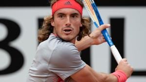 Greece's Stefanos Tsitsipas in action during his semi final match against Spain's Rafael Nadal.(REUTERS) Greece's Stefanos Tsitsipas in action during his semi final match against Spain's Rafael Nadal.(REUTERS)