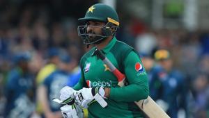 Pakistan's Asif Ali leaves the crease after losing his wicket for 17 during the fourth One Day International (ODI) cricket match between England and Pakistan at Trent Bridge in Nottingham on May 17, 2019.(AFP) Pakistan's Asif Ali leaves the crease after losing his wicket for 17 during the fourth One Day International (ODI) cricket match between England and Pakistan at Trent Bridge in Nottingham on May 17, 2019.(AFP)