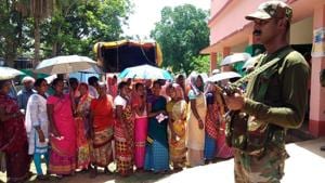 The final phase of Lok Sabha polls in Jharkhand registered a record voters’ turnout of 71.16%, a jump of nearly 3% over the 2014 polls in three tribal-dominated parliamentary constituencies of Rajmahal, Dumka and Godda, on Sunday.(ANI) The final phase of Lok Sabha polls in Jharkhand registered a record voters’ turnout of 71.16%, a jump of nearly 3% over the 2014 polls in three tribal-dominated parliamentary constituencies of Rajmahal, Dumka and Godda, on Sunday.(ANI)