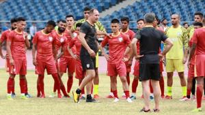 The Indian football team practised for the first time under new coach Igor Stimac.(Twitter) The Indian football team practised for the first time under new coach Igor Stimac.(Twitter)