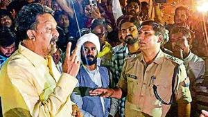 Samajwadi Party-Bahujan Samaj Party joint candidate from Ghazipur, Afzal Ansari, stages a protest outside the strongroom, alleging that the administration was trying to change EVMs(PTI) Samajwadi Party-Bahujan Samaj Party joint candidate from Ghazipur, Afzal Ansari, stages a protest outside the strongroom, alleging that the administration was trying to change EVMs(PTI)