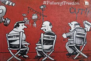 A mural on the wall of an old bungalow in Aram Nagar. Most of the bungalows date back to the Partition era. Now, they house casting agencies and production studios, martial arts and audition spaces catering mainly to OTT platforms.(Shashi S Kashyap / HT Photo)