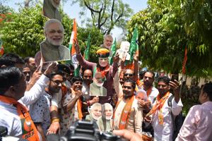 The Bharatiya Janata Party (BJP) exceeded its own expectations as it not only swept Lok Sabha elections in Delhi, winning all seven seats, for a consecutive term but also improved victory margins and the overall vote share.(Prabhakar Sharma / Hindustan Times) The Bharatiya Janata Party (BJP) exceeded its own expectations as it not only swept Lok Sabha elections in Delhi, winning all seven seats, for a consecutive term but also improved victory margins and the overall vote share.(Prabhakar Sharma / Hindustan Times)