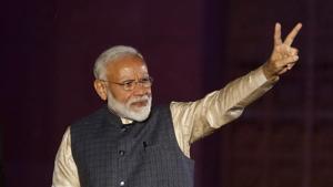 The victory, Modi said, belonged to the toiling farmers who struggle to feed the nation, the poor who do not have proper houses to live in and the middle class that follows rules and pays taxes.(REUTERS) The victory, Modi said, belonged to the toiling farmers who struggle to feed the nation, the poor who do not have proper houses to live in and the middle class that follows rules and pays taxes.(REUTERS)