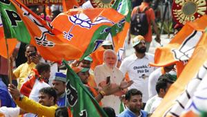The saffron party won 25 of the 28 Lok Sabha seats when results were declared on Thursday.(ANI) The saffron party won 25 of the 28 Lok Sabha seats when results were declared on Thursday.(ANI)