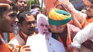 The Bharatiya Janata Party (BJP) swept the national polls, winning each of the 25 seats it contested in Rajasthan in a repeat of its performance in the 2014 Lok Sabha elections.(Himanshu Vyas / Hindustan Times) The Bharatiya Janata Party (BJP) swept the national polls, winning each of the 25 seats it contested in Rajasthan in a repeat of its performance in the 2014 Lok Sabha elections.(Himanshu Vyas / Hindustan Times)