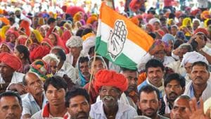 An Indian National Congress party rally, Bandanwara, Rajasthan, April 25, 2019(AFP) An Indian National Congress party rally, Bandanwara, Rajasthan, April 25, 2019(AFP)