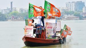 From Malda district to Cooch Behar, BJP painted north Bengal saffron; winning seven out of eight seats by securing votes that went to not just CPI (M) but the Revolutionary Socialist Party (RSP) and Forward Bloc in 2014.(ANI PHOTO) From Malda district to Cooch Behar, BJP painted north Bengal saffron; winning seven out of eight seats by securing votes that went to not just CPI (M) but the Revolutionary Socialist Party (RSP) and Forward Bloc in 2014.(ANI PHOTO)