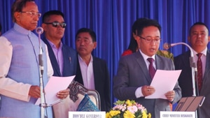 Prem Singh Tamang, popular as P S Golay, became the sixth chief minister of Sikkim when he was sworn in by governor Ganga Prasad at Gangtok’s Paljore stadium(Twitter/@amritdahal_09) Prem Singh Tamang, popular as P S Golay, became the sixth chief minister of Sikkim when he was sworn in by governor Ganga Prasad at Gangtok’s Paljore stadium(Twitter/@amritdahal_09)
