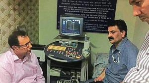 A team of officials from the Gurugram health department and Red Cross raided a sex determination clinic in Delhi in November 2017, and seized the machinery. A team of officials from the Gurugram health department and Red Cross raided a sex determination clinic in Delhi in November 2017, and seized the machinery.