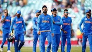 India's Captain Virat Kohli (C) leads the team off the field of play after India are beaten by 6 wickets during the 2019 Cricket World Cup warm up match between India and New Zealand at The Oval in London on May 25, 2019(AFP) India's Captain Virat Kohli (C) leads the team off the field of play after India are beaten by 6 wickets during the 2019 Cricket World Cup warm up match between India and New Zealand at The Oval in London on May 25, 2019(AFP)