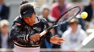Japan's Naomi Osaka in action during her first round match against Slovakia's Anna Karolina Schmiedlova.(REUTERS) Japan's Naomi Osaka in action during her first round match against Slovakia's Anna Karolina Schmiedlova.(REUTERS)
