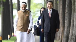 Prime Minister Narendra Modi and Chinese President Xi Jinping have met three times since Wuhan to “lead the waves of the two countries’ relations” and at least three Chinese ministers have visited India in the last one year.(AP PHOTO) Prime Minister Narendra Modi and Chinese President Xi Jinping have met three times since Wuhan to “lead the waves of the two countries’ relations” and at least three Chinese ministers have visited India in the last one year.(AP PHOTO)