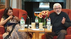Novelist Amitav Ghosh discussing climate change and his recent work at an interaction with academic Mukulika Banerjee (left) and others at the London School of Economics on Tuesday.(HT Photo) Novelist Amitav Ghosh discussing climate change and his recent work at an interaction with academic Mukulika Banerjee (left) and others at the London School of Economics on Tuesday.(HT Photo)