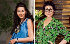 Sonali Bendre Behl before (left) and after (right) she cut her hair .(PTI) Sonali Bendre Behl before (left) and after (right) she cut her hair .(PTI)