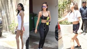 Janhvi Kapoor, Malaika Arora and Sara Ali Khan spotted in Mumbai.(Varinder Chawla) Janhvi Kapoor, Malaika Arora and Sara Ali Khan spotted in Mumbai.(Varinder Chawla)