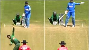MS Dhoni setting the field for Bangladesh during the warm-up match of ICC World Cup 2019(Screen Grab)
