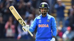 India's K.L. Rahul celebrates reaching his century during the 2019 Cricket World Cup warm up match between Bangladesh v India at Sophia Gardens stadium in Cardiff, south Wales, on May 28, 2019. (Photo by Glyn KIRK / AFP)(AFP) India's K.L. Rahul celebrates reaching his century during the 2019 Cricket World Cup warm up match between Bangladesh v India at Sophia Gardens stadium in Cardiff, south Wales, on May 28, 2019. (Photo by Glyn KIRK / AFP)(AFP)