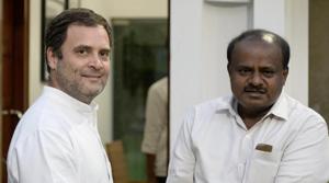 Kumaraswamy said that he had also apprised Gandhi about the political developments in Karnataka.(HT file photo) Kumaraswamy said that he had also apprised Gandhi about the political developments in Karnataka.(HT file photo)