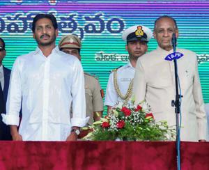 On his first day in office as Andhra Pradesh Chief Minister, Y S Jaganmohan Reddy Thursday night shunted out state Director General of Police R P Thakur, very much on expected lines.(PTI photo) On his first day in office as Andhra Pradesh Chief Minister, Y S Jaganmohan Reddy Thursday night shunted out state Director General of Police R P Thakur, very much on expected lines.(PTI photo)
