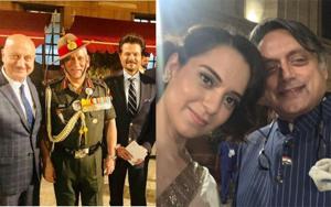 Anupam Kher and Anil Kapoor with Indian army chief Bipin Rawat and Kangana Ranaut with Congress leader Shashi Tharoor. Anupam Kher and Anil Kapoor with Indian army chief Bipin Rawat and Kangana Ranaut with Congress leader Shashi Tharoor.