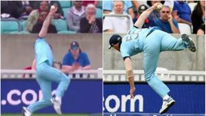 Ben Stokes takes an outstanding catch to dismiss Andile Phehlukwayo during the England vs South Africa World Cup 2019 match.(Screen Grabs) Ben Stokes takes an outstanding catch to dismiss Andile Phehlukwayo during the England vs South Africa World Cup 2019 match.(Screen Grabs)