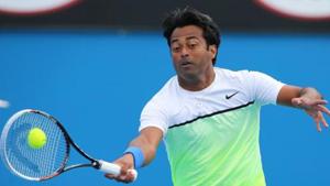 MELBOURNE, AUSTRALIA - JANUARY 25: Leander Paes of India in action in their first round mixed doubles match with Martina Hingis of Switzerland against Masa Jovanovic and Sam Thompson of Australia during day seven of the 2015 Australian Open at Melbourne Park on January 25, 2015 in Melbourne, Australia. (Photo by Patrick Scala/Getty Images)(Getty Images) MELBOURNE, AUSTRALIA - JANUARY 25: Leander Paes of India in action in their first round mixed doubles match with Martina Hingis of Switzerland against Masa Jovanovic and Sam Thompson of Australia during day seven of the 2015 Australian Open at Melbourne Park on January 25, 2015 in Melbourne, Australia. (Photo by Patrick Scala/Getty Images)(Getty Images)
