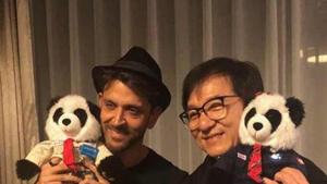 Actor Hrithik Roshan poses with Jackie Chan.(Instagram) Actor Hrithik Roshan poses with Jackie Chan.(Instagram)
