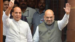 Amit Shah with Rajnath Singh(Raj K Raj/HT PHOTO) Amit Shah with Rajnath Singh(Raj K Raj/HT PHOTO)