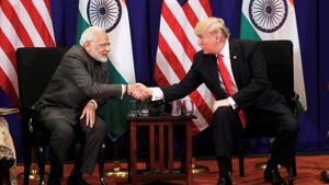 M Narendra Modi with US President Donald Trump during a meeting in Manila in November 2017.(Reuters File Photo) M Narendra Modi with US President Donald Trump during a meeting in Manila in November 2017.(Reuters File Photo)