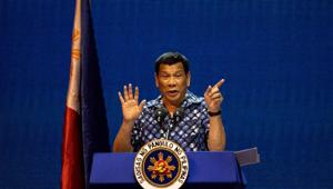 During his speech, Duterte said that beautiful women helped him get cured from being gay, afterwards slamming his critic Senator Antonio Trillanes for allegedly being a homosexual.(AFP) During his speech, Duterte said that beautiful women helped him get cured from being gay, afterwards slamming his critic Senator Antonio Trillanes for allegedly being a homosexual.(AFP)