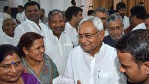 Bihar Chief Minister Nitish Kumar, along with deputy CM Sushil Kumar Modi, during the swearing-in ceremony for the cabinet expansion of coalition government of NDA, in Patna on June 2, 2019.(PTI) Bihar Chief Minister Nitish Kumar, along with deputy CM Sushil Kumar Modi, during the swearing-in ceremony for the cabinet expansion of coalition government of NDA, in Patna on June 2, 2019.(PTI)